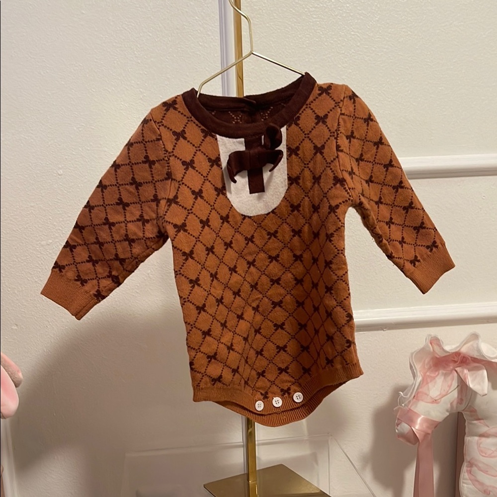 Brown Patterned Kids Top